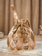 Gold Sequin Silk Potli