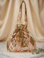 Gold Sequin Silk Potli