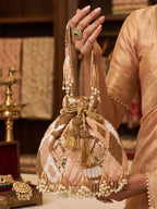 Gold Sequin Silk Potli