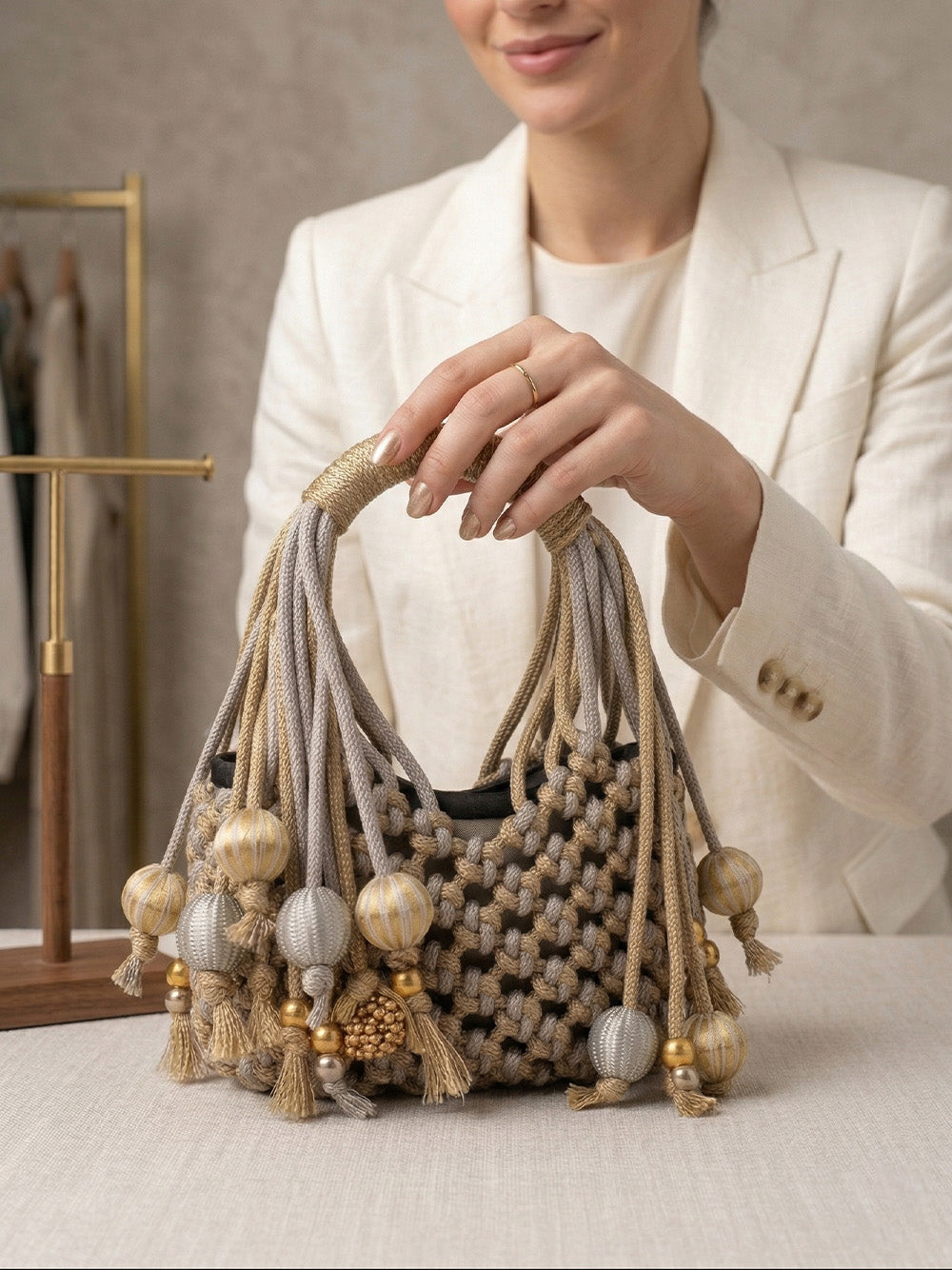 Women Gold Messenger Bag