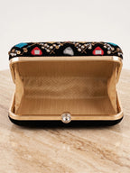 Black Vegan Leather Sequin Clutch Bag