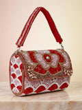 Red Floral Crystal Clutch