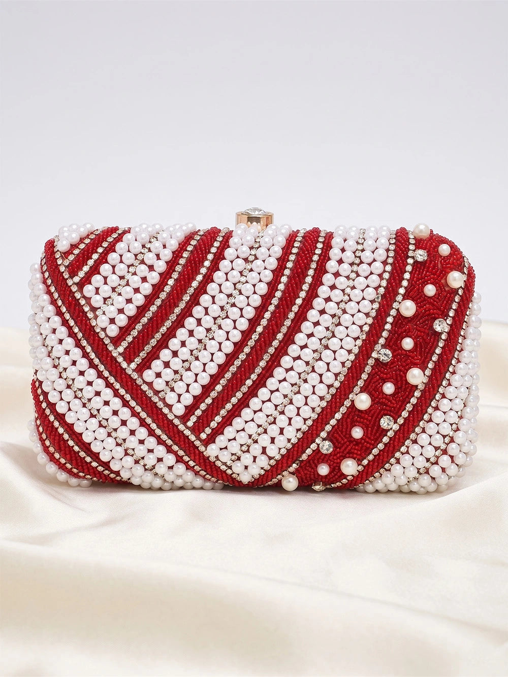 Maroon Vegan Leather Sequin Clutch Bag
