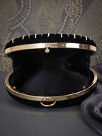 Black Velvet Sequin Clutch Bag