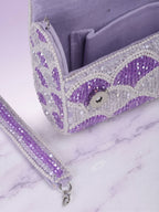 Purple Floral Crystal Clutch