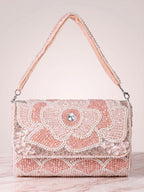 Pink Floral Crystal Clutch