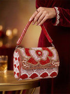 Red Floral Crystal Clutch