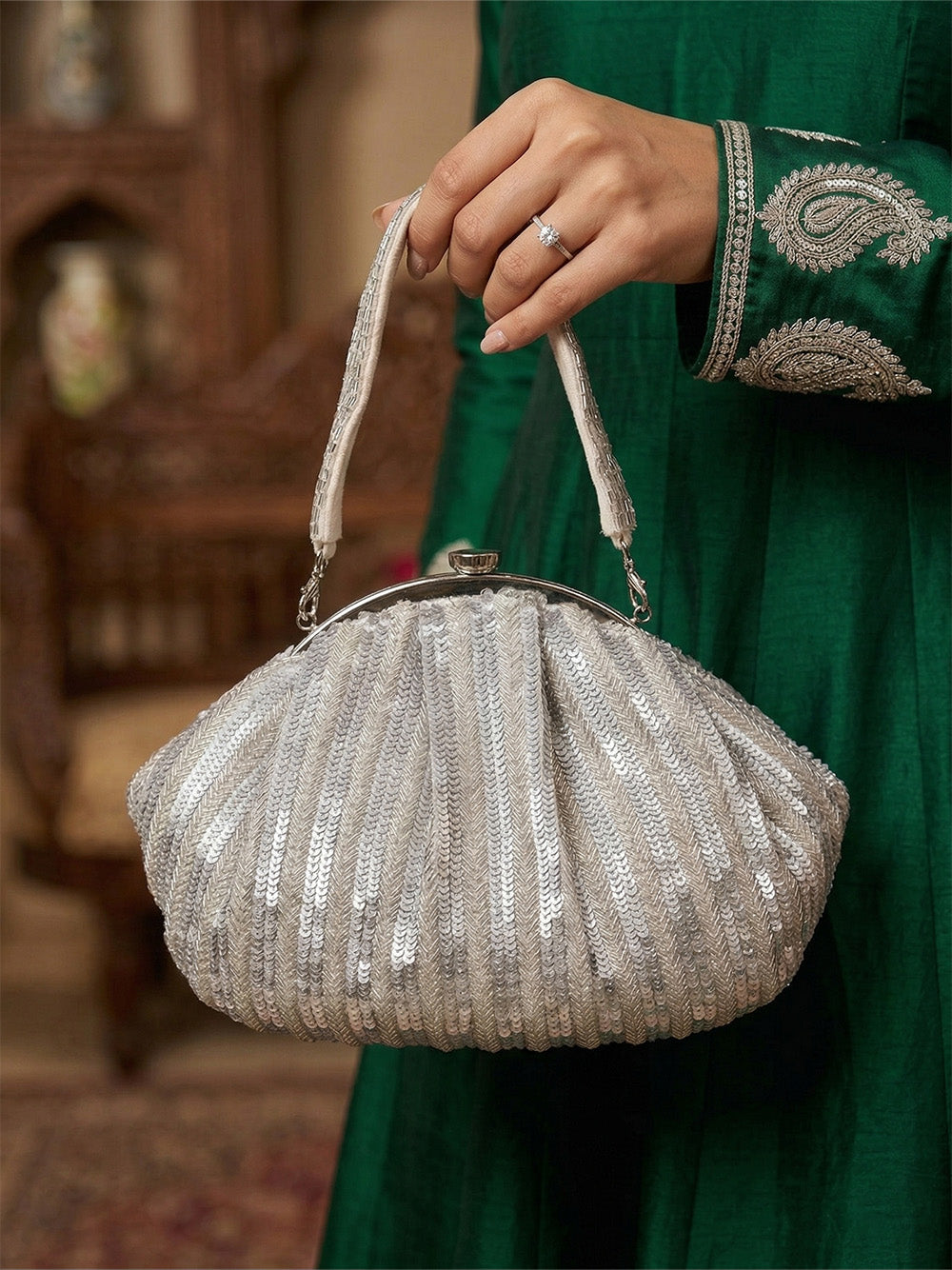 Silver Women Shoulder Bag