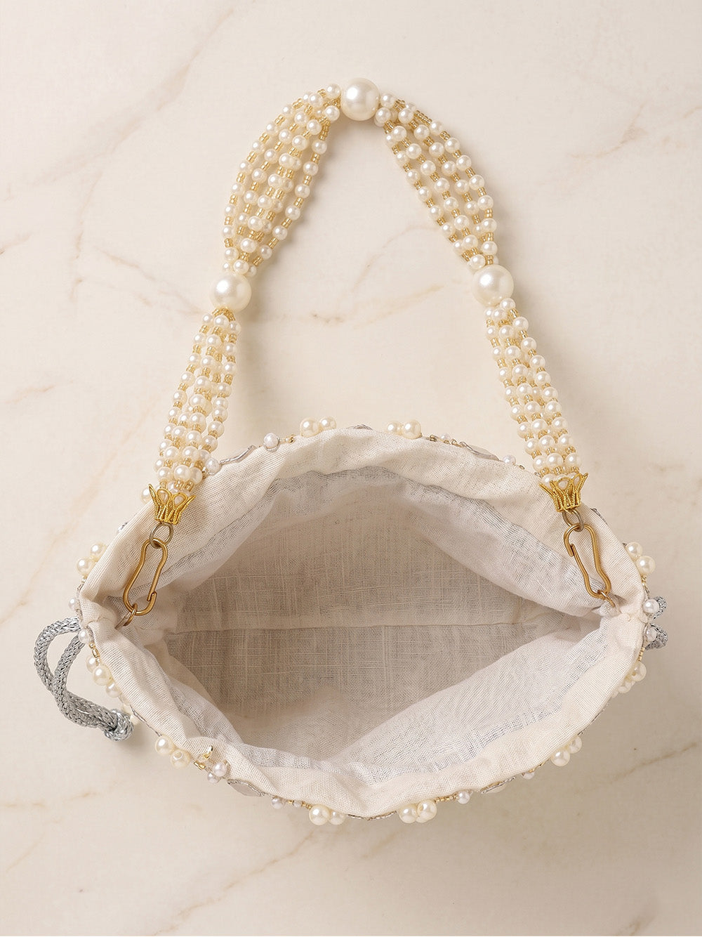Handcrafted Women's Cream Potli