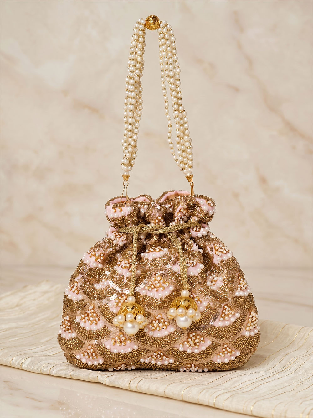 Handcrafted Women's Golden Potli