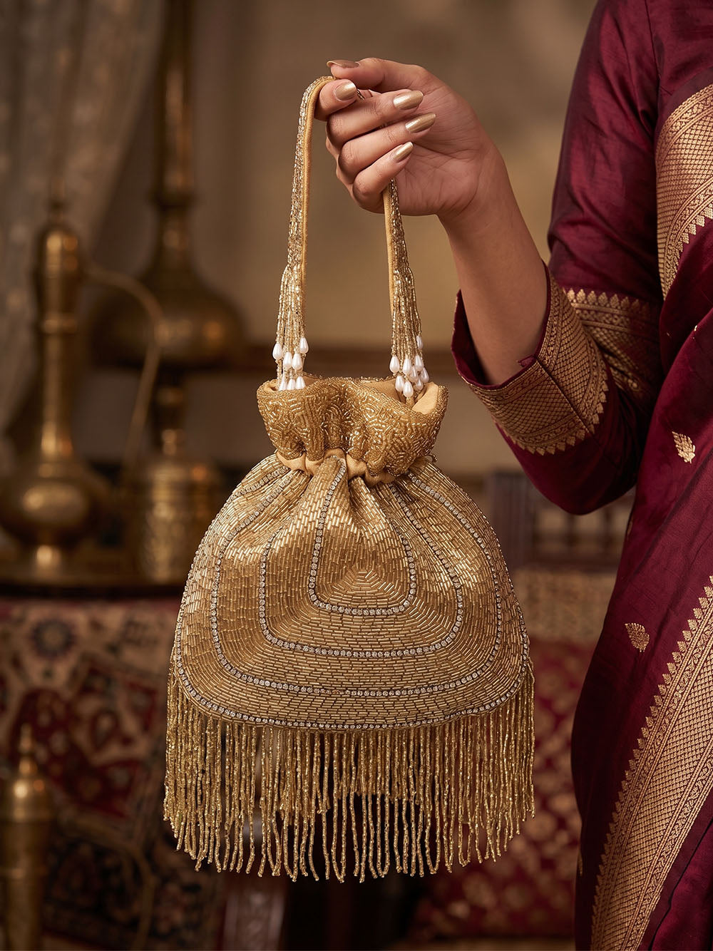 Women's Gold Velvet Potli