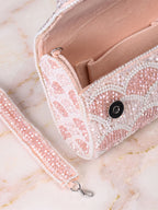 Pink Floral Crystal Clutch