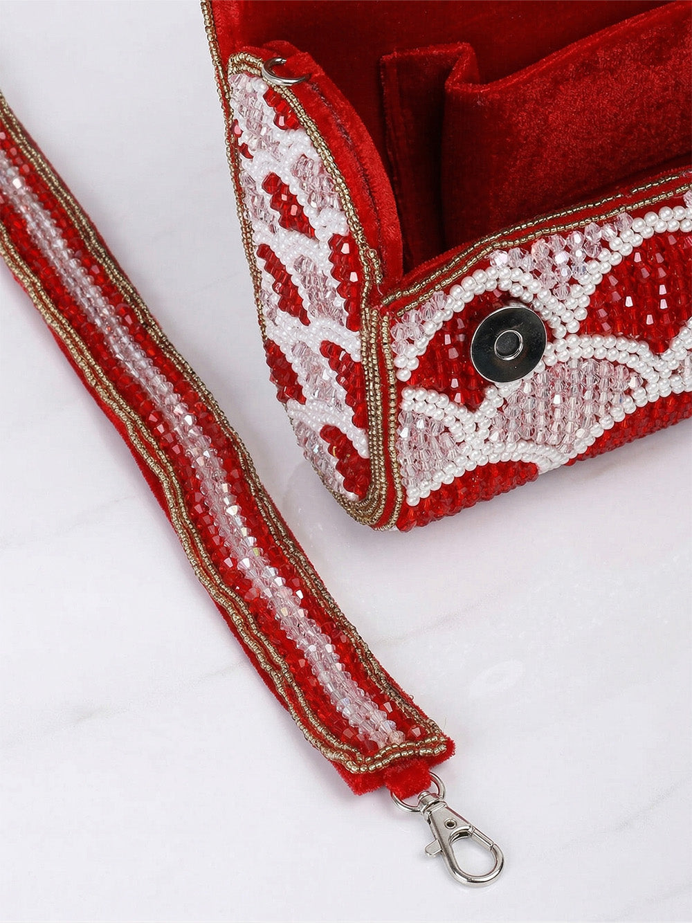 Red Floral Crystal Clutch