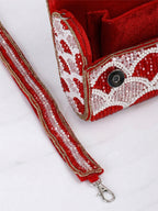 Red Floral Crystal Clutch