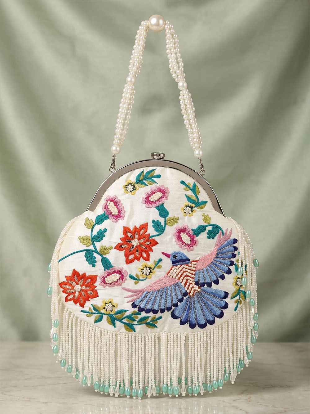 Women's White Potli Bag