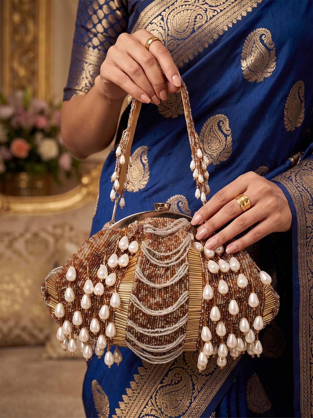 Women's Golden Potli Bag