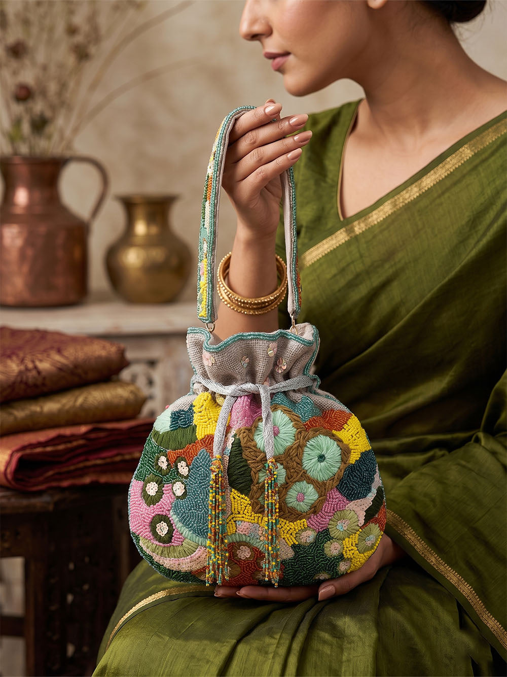 Handcrafted Women's Multicolor Potli