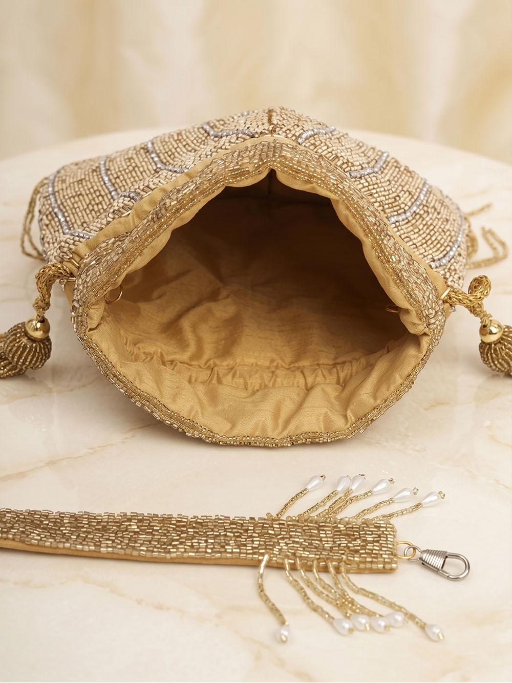 Women's Gold Velvet Potli