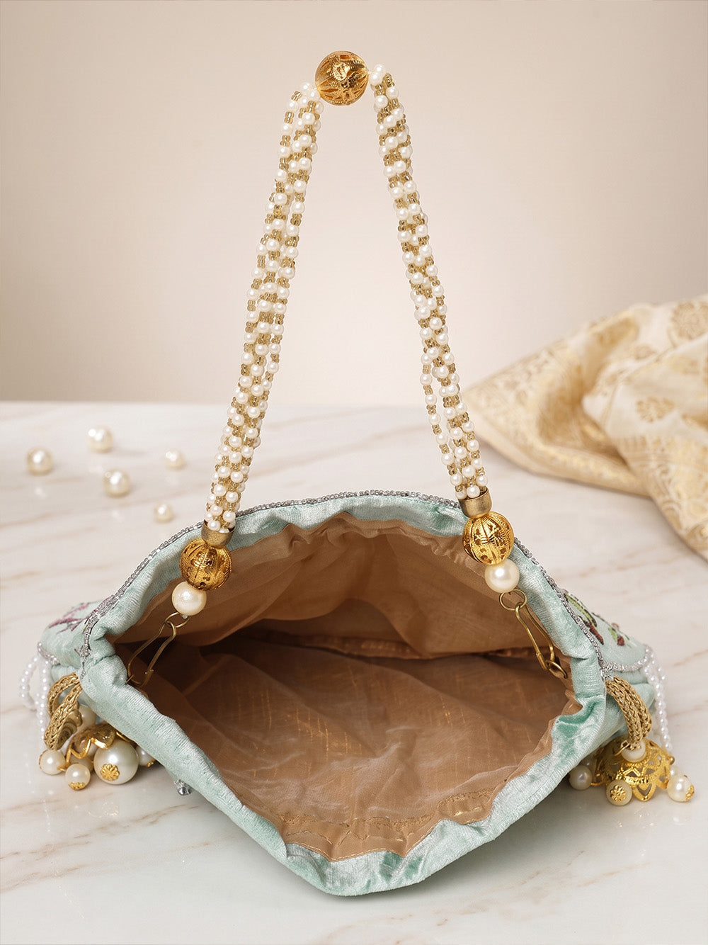 Handcrafted Women's Silver Potli