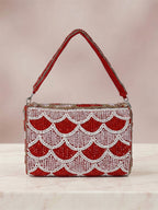 Red Floral Crystal Clutch