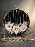 Black Velvet Sequin Clutch Bag