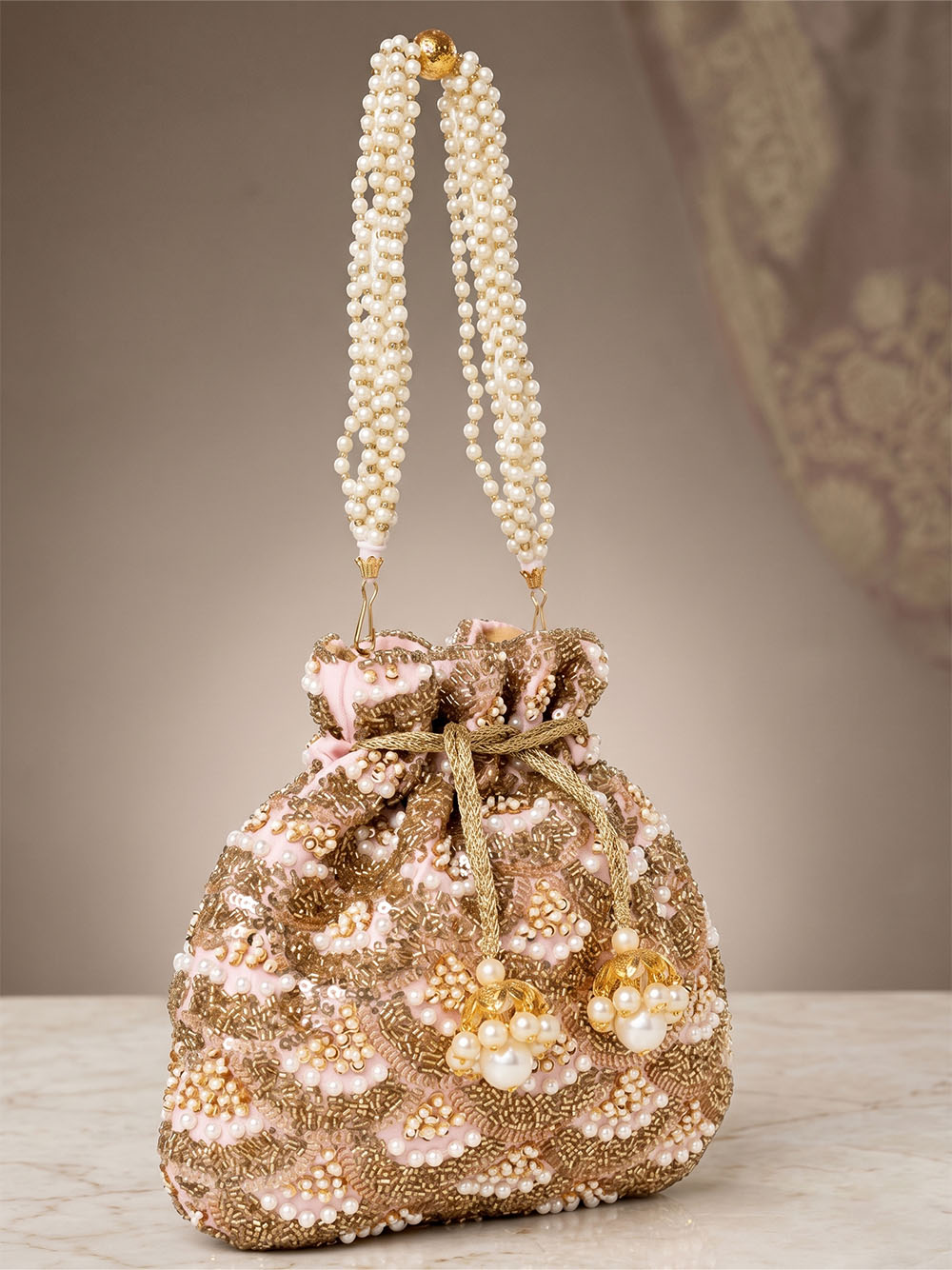 Handcrafted Women's Golden Potli