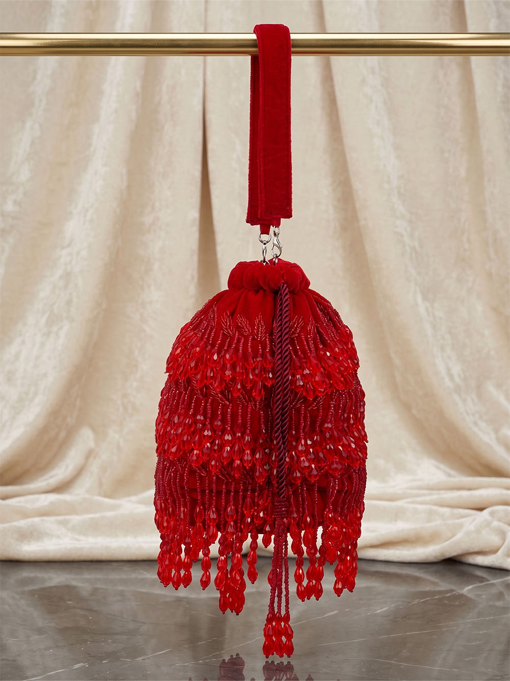 Women's Red Beaded Potli