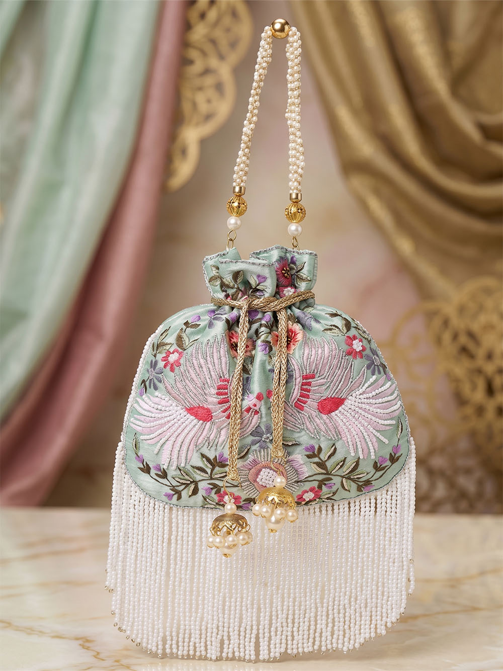 Handcrafted Women's Silver Potli