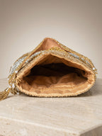 Women's Gold Embellished Silk Potli