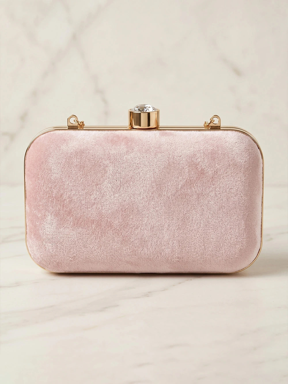 Pink Velvet Sequin Clutch Bag